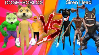 DOGE ROBLOX VS Siren Head , Cartoon Cat , Cartoon Dog