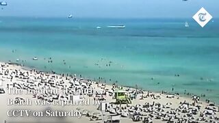 Moment helicopter crashes feet away from swimmers at Miami’s South Beach