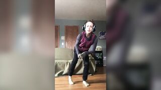 short flow in jeans [nonbinary stimming/stretching, visual, somatic, presence ASMR, no audio]