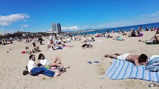 Beach Walk Spain - Barcelona Beach, Barceloneta - 2022 - 4K