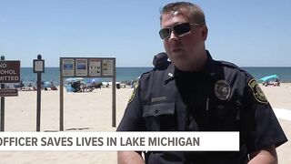 Off-duty officer jumps in to save lives at Grand Haven beach