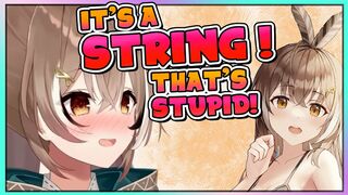 Mumei talks about string bikinis. She is an "anatomy enjoyer" and prefers to watch