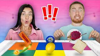 Mukbang Random Food by Color Challenge || Jelly, Hot Pepper, Gum, Lemon, Dragon Fruit, Bread