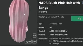FREE ACCESSORY! HOW TO GET NARS Blush Pink Hair with Bangs! (Roblox NARS Color Quest)