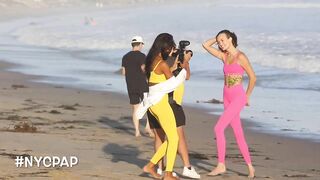 victoria secrets models Sara Sampaio & Jasmine Tookes at their colorful photoshoot in Malibu