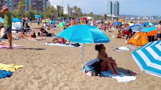 Barcelona beach walk, beach Sant Sebastia/walking Spain best beaches