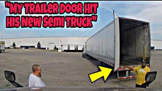 Raw Video Of Truck Drivers Trailer Door Hitting Drivers Semi Truck At Shippers ????