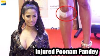 Poonam Pandey's leg's stitching visible at the trailer launch of the film