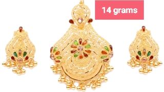 latest gold earrings and locket set models // with weight// today gold rates ????