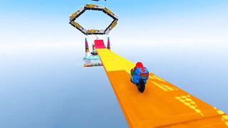 TEAM SPIDERMAN Motorcycle Jump over the Ocean Challenge | LEGO | GTA 5