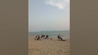 Yoga practice on the beach