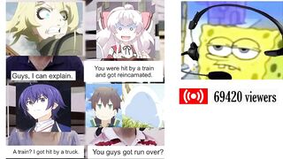 Spongebob reacts to Anime Memes