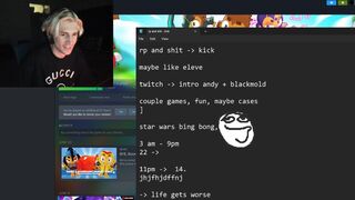 xQc explains his stream schedule for the day