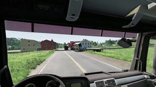 Double Flatbed Trailer Truck vs Speedbumps Train vs Cars Beamng.Drive#0001