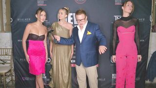 Three models walk for Designer Valverde at Art Hearts Fashion NYFW