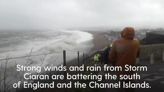 Storm Ciaran: Power cuts and travel chaos as 100mph winds strike England