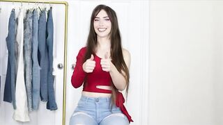 Fit Jeans Try On Haul MOST FLATTERING for Small Waist Big Thighs Devon Jenelle #001