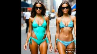 4k Beautiful new york street fashion bikinis look _Ai fashion outfits style