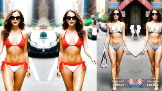 4k Beautiful new york street fashion bikinis look _Ai fashion outfits style