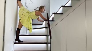 Leg stretching and gymnastics for the whole body on the Stair