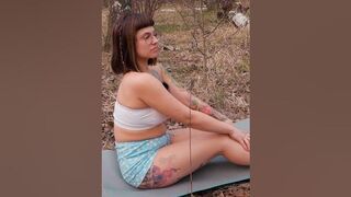Evelina does yoga in the spring forest #yoga #stretching