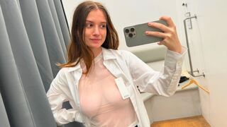 [4K] Transparent Clothes Dry vs Wet Try on Haul with Soffy
