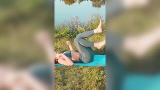 Beautiful Marina does power stretching in nature #stretching