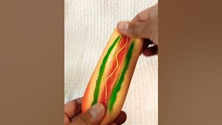 stretching hotdog sandwich#squish#fidgettoys#ytshort#viralshort