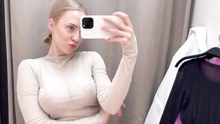 [4K] Transparent Try On Haul | See-Through Clothes in Fitting Room | Black vs White