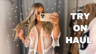 Transparent lingerie Try on haul with Mirror View *NO BRA NO Panties*