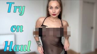 [4K] Transparent Try on Haul | Sheer dress l No Bra Trend
