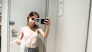 [4K] Transparent Try on Haul | Transparent dress | No Bra | At the mall