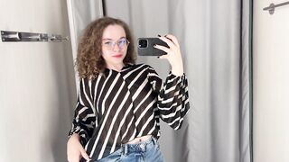 [4K] Transparent Try On Haul in dressing room | See Through Outfit