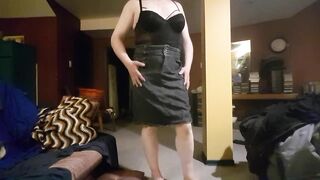 crossdresser Marianne modeling sexy black lingerie and denim skirt #asmr #trending #fashion